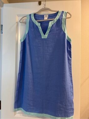 Sigrid Olsen Sleeveless Blue Tunic with Mint Trim